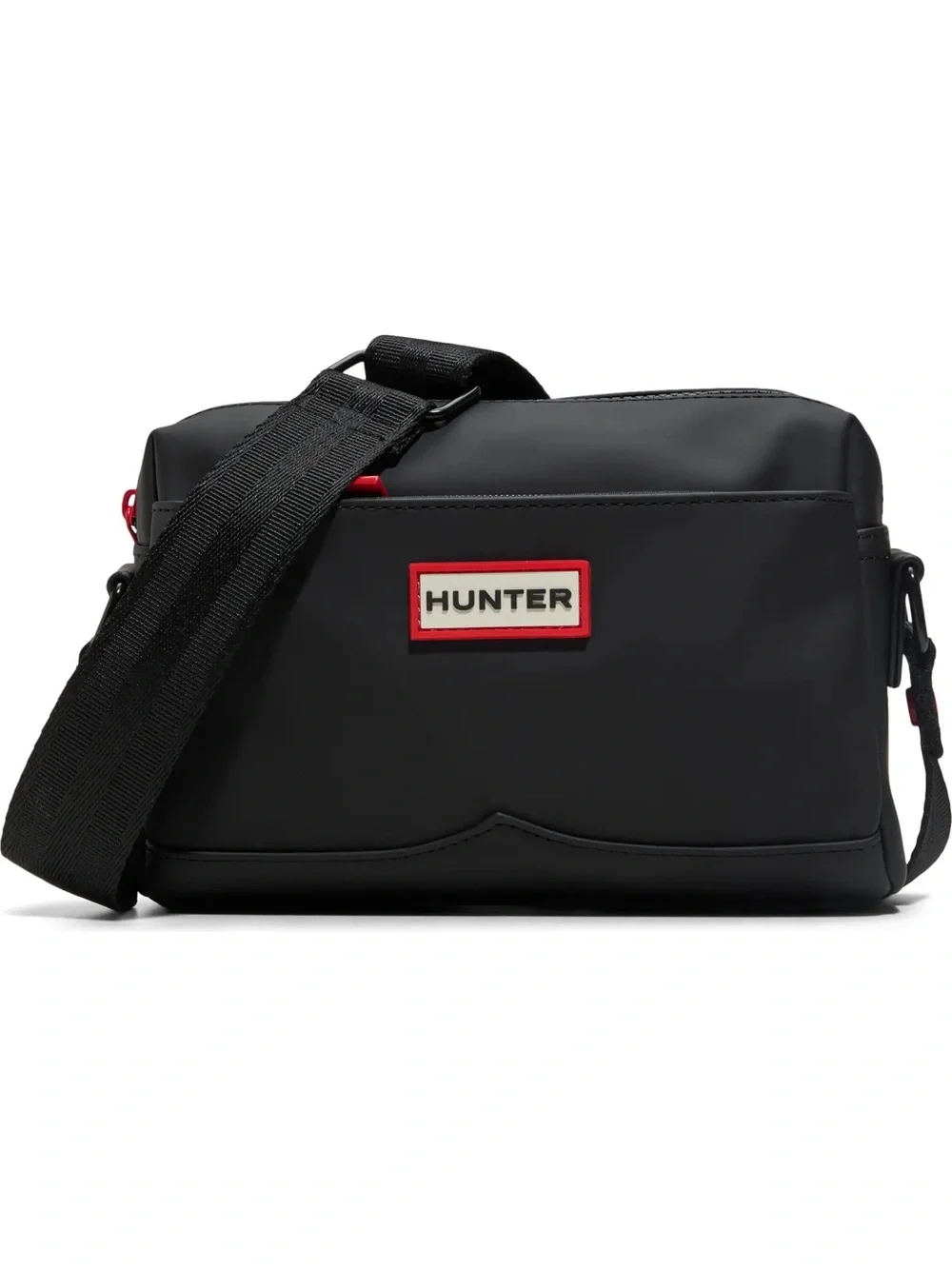Hunter Black Crossbody Bag with Red Accents